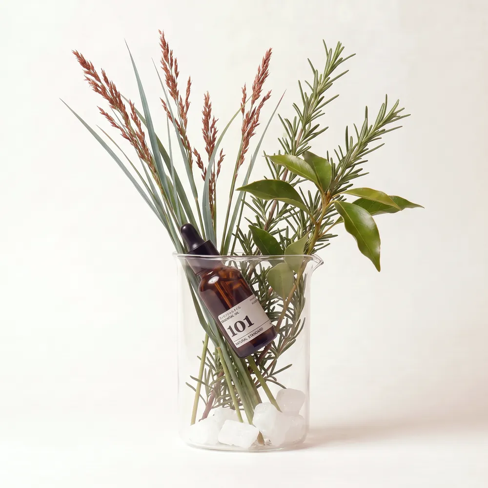 Essential Oil Blend No.101 · bottle arranged with ingredients | Lê Mai