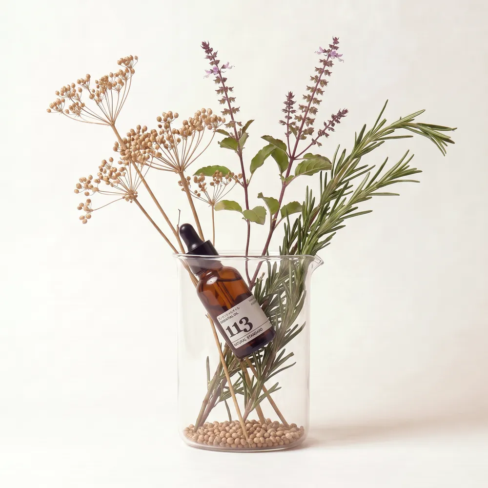 Essential Oil Blend No.113 – One One Three · essential oil bottle with ingredients | Lê Mai