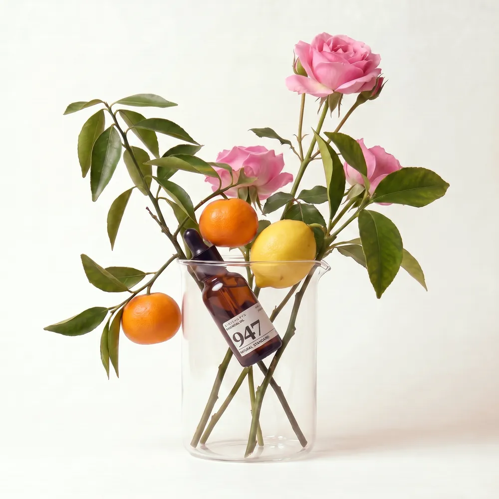 Essential Oil Blend No.947, Nine Four Seven · essential oil bottle with ingredients | Lê Mai