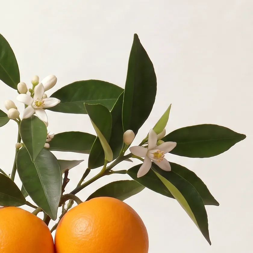 Tinh dầu Cam Ngọt Organic – Organic Sweet Orange · cận nguyên liệu trong ly | Lê Mai