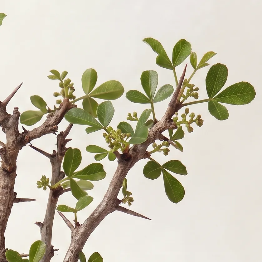 Tinh dầu Mộc Hương – Myrrh · cận nguyên liệu trong ly | Lê Mai