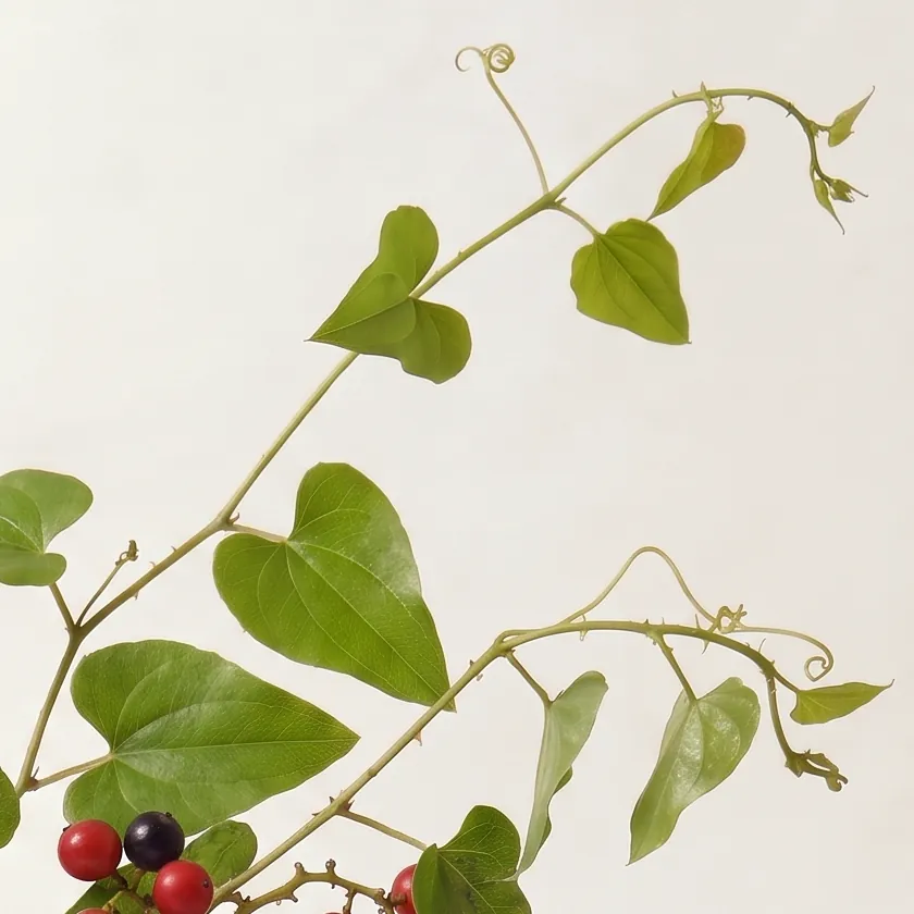 Tinh dầu Thổ Phục Linh – Smilax Aspera · cận nguyên liệu trong ly | Lê Mai
