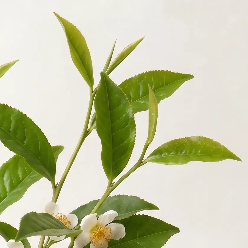 Tinh dầu Trà Xanh – Green Tea · cận nguyên liệu trong ly | Lê Mai