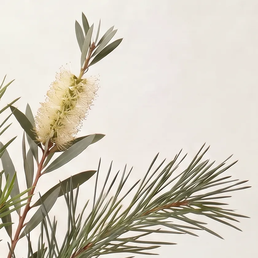 Tinh dầu Tràm Trà Organic – Organic Tea Tree · cận nguyên liệu trong ly | Lê Mai